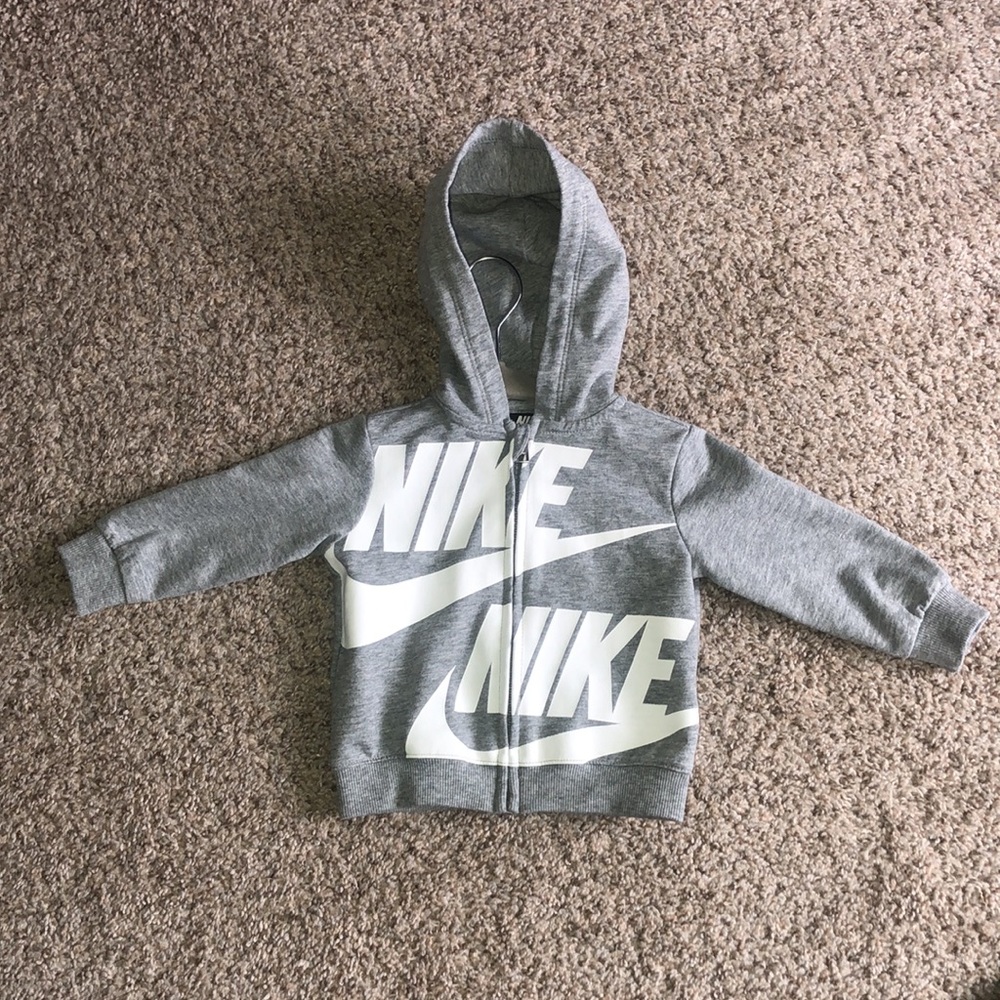 Gray Nike zip up sweatshirt size 6 months
